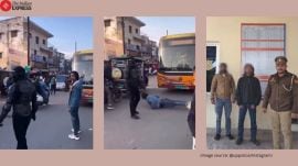 Man stops bus to do push-ups on Agra road