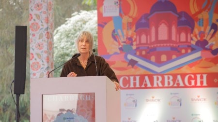 Alice Oswald at the Jaipur Literature Festival, 2026. (Photo: by special arrangement)