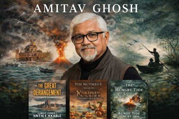 In his lecture – ‘Intimations of Apocalypse: Catastrophist and Gradualist Imaginings of the Planetary Future,’ delivered at BML Munjal University – Amitav Ghosh turned his attention to the imaginations of the ultra-wealthy. (Generated using AI)