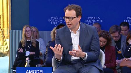 Anthropic CEO Dario Amodei at the World Economic Forum. (Express Image via YouTube/@DWSNews)