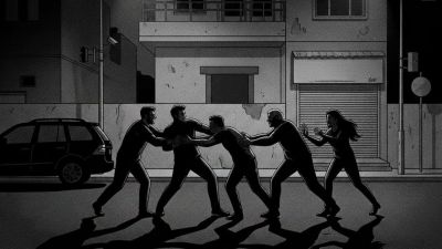 A video of the assault was widely shared on social media, showing the man’s son being punched, slapped, kicked, and stripped of his pants by the four men.