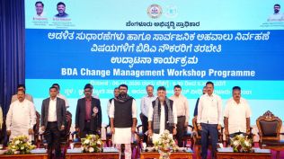 Shivakumar also urged BDA employees to find solutions to people’s problems and “not create problems for them”. “Find a solution within the legal framework, don’t trouble the people,” he added. (Express Photo)