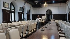 A full-scale makeover is underway inside BMC to welcome the newly elected members following the BMC elections. (Express Photo/Ganesh Shirshekar)