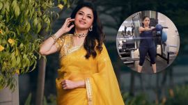 Bhagyashree aces kettlebell exercise