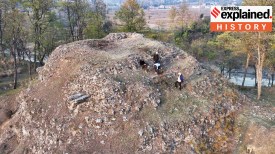 Excavation work at the mounds in Zehanpora, Kashmir.