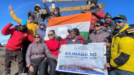 Eight Giripremi mountaineers unfurl Indian tricolour atop Mount Kilimanjaro during New Year ascent of Africa’s highest peak