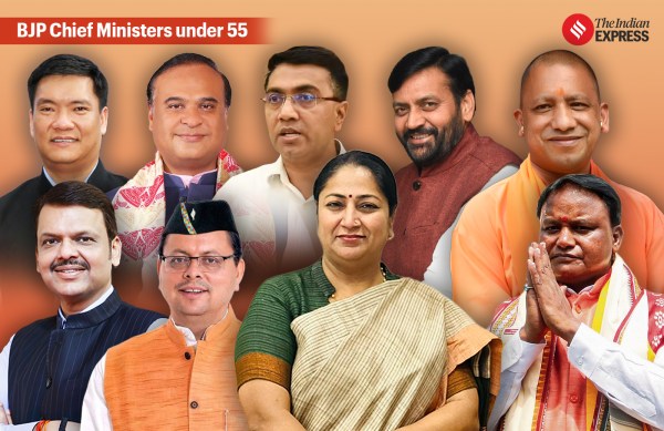 (Top row, left to right) Pema Khandu, Himanta Biswa Sarma, Pramod Sawant, Nayab Singh Saini, Yogi Adityanath(Bottom row, left to right) Devendra Fadnavis, Pushkar Singh Dhami, Rekha Gupta, Mohan Charan Majhi 