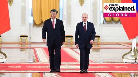 Chinese President Xi Jinping and Russian President Vladimir Putin in 2025.