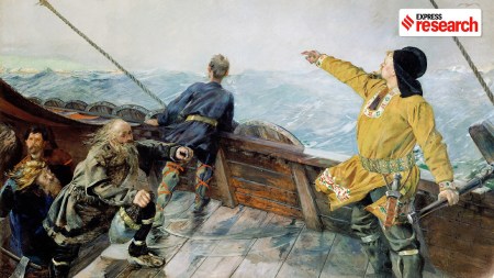 An 1893 painting depicting Leiv Erikson Discovering America (Wikipedia)