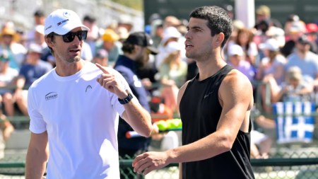 Tennis coach Juan Carlos Ferrero with Carlos Alcaraz. (PHOTO: Reuters)