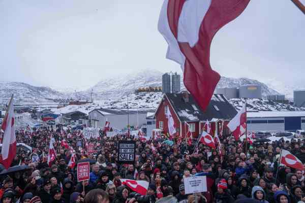 People protest against Trump's policy towards Greenland in front of the US consulate in Nuuk