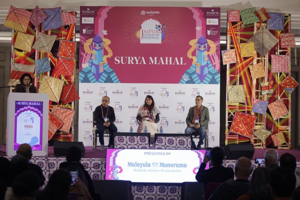 This unease animated ‘Hyphenated Worlds’, one of the festival’s headline sessions, where critic and translator Rita Kothari was joined by Vivek Shanbhag—acclaimed Kannada writer of Ghachar Ghochar and Sakina’s Kiss —and Arunava Sinha, one of India’s most prolific translators.