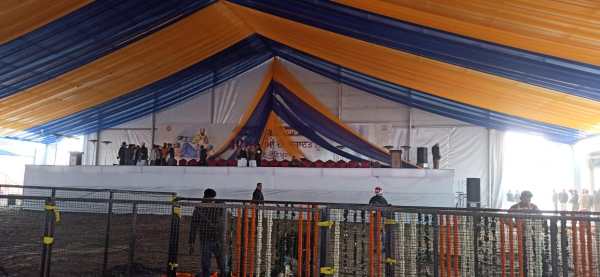 Venue of state level program of AAP government at Kotkapura road, district Sri Muktsar Sahib.