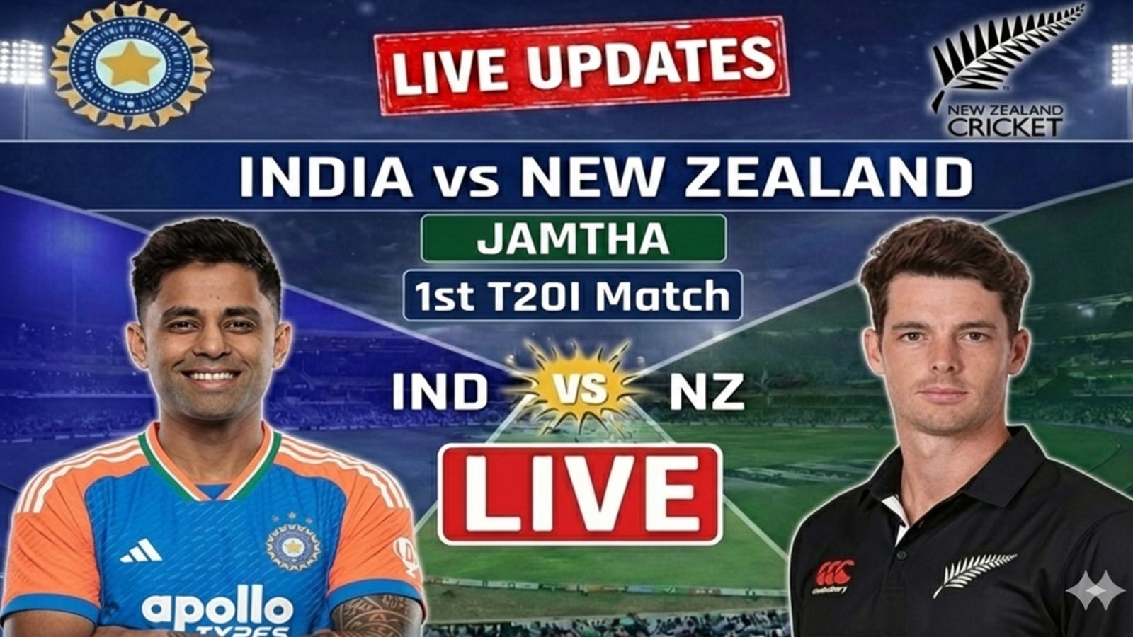 India vs New Zealand 1st T20I live