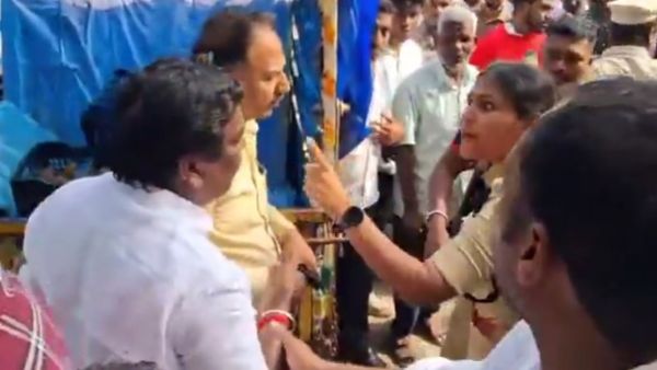 IPS Officer Isha Singh gained prominence for standing up to a Tamilaga Vettri Kazhagam (TVK) functionary while managing the crowd at a party rally in Puducherry on December 9, 2025. (Express Photo) 