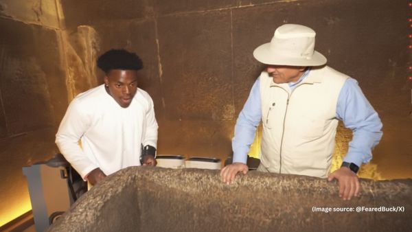 IShowSpeed can be seen sharing his excitement about exploring the Pyramids and live-streaming for his viewers