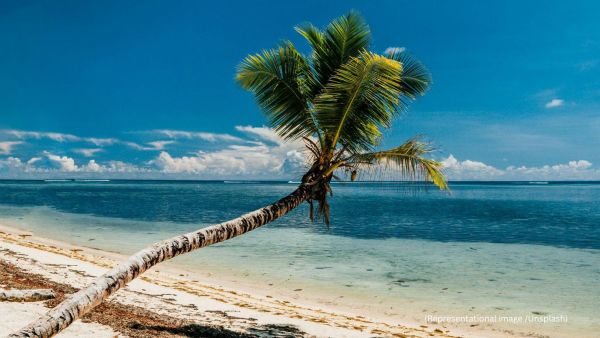 The woman shares that she was vacationing in Seychelles and walking by the beach all by herself with no people within her sigh