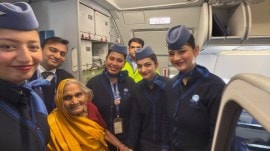 Elderly woman IndiGo first flight video