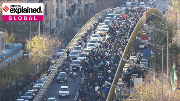 Protesters march in downtown Tehran, Iran, Monday, Dec. 29, 2025.
