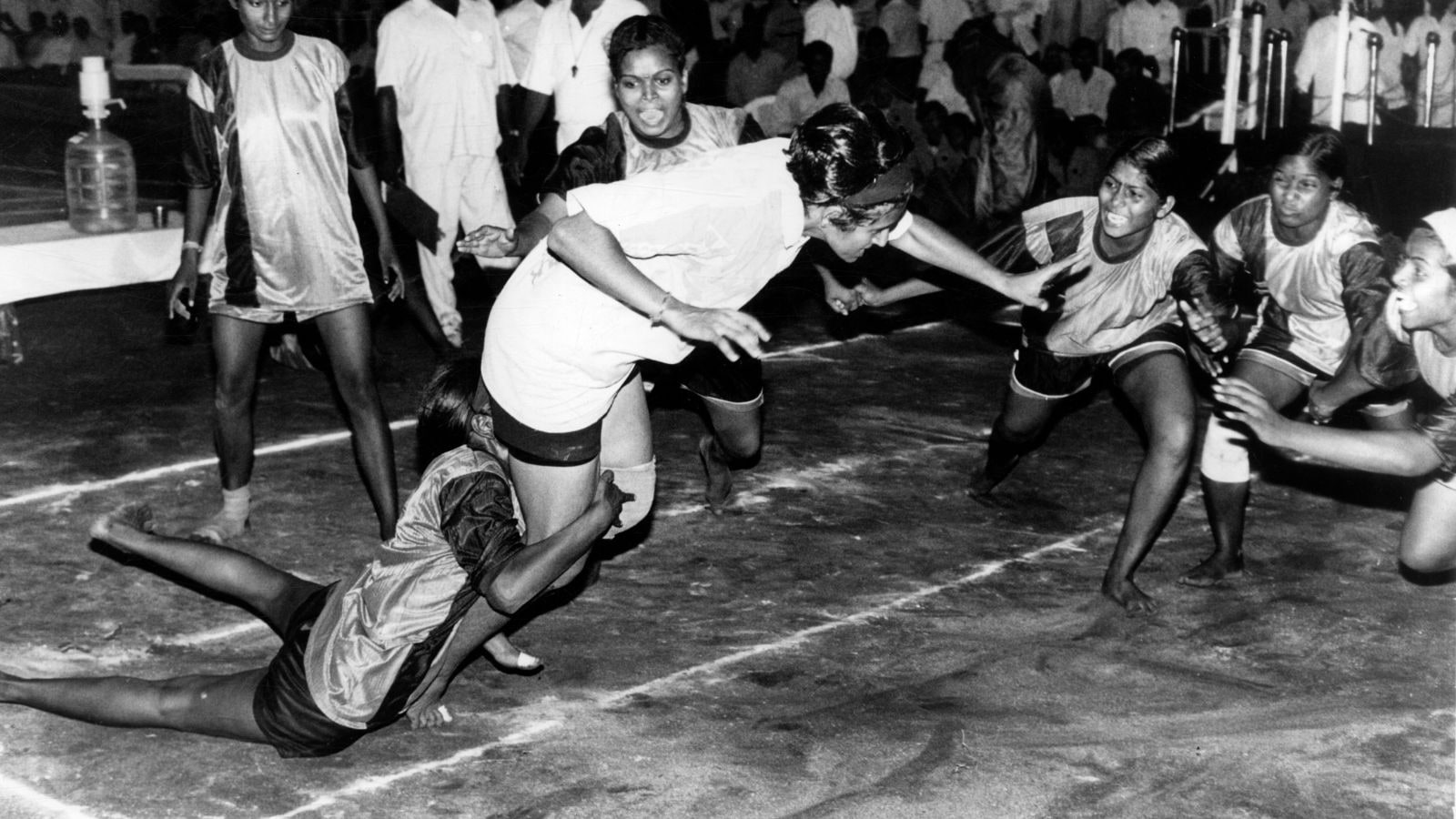 Players of Maharashtra and Bihar Kabaddi teams in action during a match. Express archive photo by Deepak Joshi)