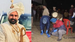 Kabaddi promoter Kanwar Digvijay Singh was shot dead; Police and forensic teams inspect the crime scene. (File Photo)