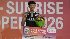 India Open 2026 men's singles winner Lin Chun-Yi of Chinese Taipei. (PHOTO: BAI)