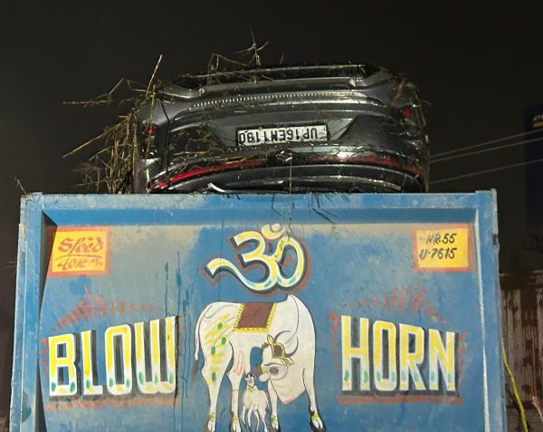 Authorities pull out Noida techie's car days after fatal accident. (Express Photo/Video by Monojit Majumdar)