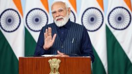 Modi said the Government was working to give athletes exposure to Olympic sports at the school level with the Khelo India campaign, as hundreds of young people have had the opportunity to rise to the national level. (Image: DPR PMO/ANI Photo)