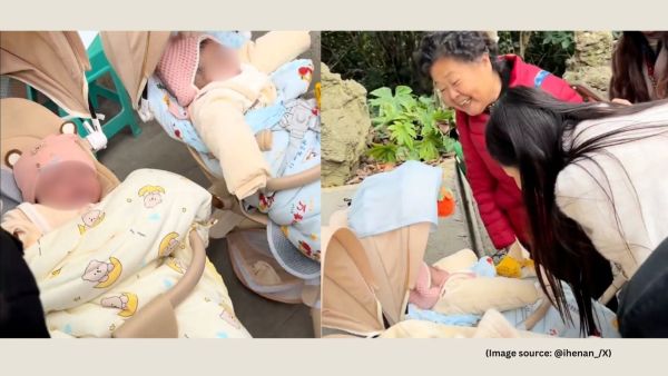 The viral video shows locals stepping in to help and console the babies