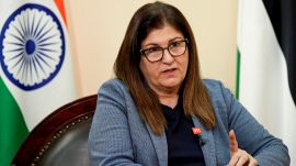 Palestine's Foreign Minister Varsen Aghabekian Shahin. (PTI Photo)