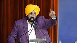 Punjab Chief Minister Bhagwant Mann addresses as he inaugurates the second phase of the anti-drug campaign 'Yudh Nasheyan Virudh', in Kapurthala on Wednesday. (@BhagwantMann X/ANI Photo)