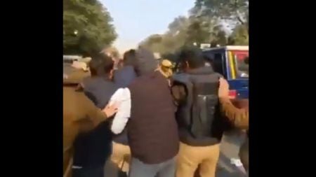 The NSUI said police lathi-charged on their protest march and arrested over 100 members of the students’ outfit. (Photo/@INCKerala)