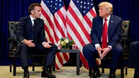 U.S. President Donald Trump meets with French President Emmanuel Macron during the 80th United Nations General Assembly, in New York City, New York, U.S., September 23, 2025. (Photo/Reuters)