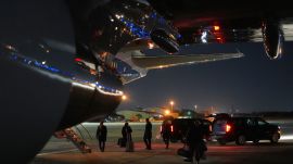 Things are unloaded from Air Force One after the plane, carrying President Donald Trump to the World Economic Form in Davos, experienced a minor electrical issue after departure, Tuesday, Jan. 20, 2026, and returned to Joint Base Andrews, Md. Trump will board a second plane to complete the trip. (AP Photo)