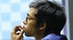 India's R Praggnanandhaa thinks about his next move during a game in Tata Steel Chess India in Kolkata. (Express photo by Partha Paul)