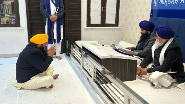 He spent about 45 minutes inside the Akal Takht Secretariat. (Express Photo) 