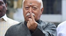 Highlighting the role of elections in a democratic setup, Bhagwat said, “In a democratic system, elections are an integral part of its structure, and therefore voting is also a duty of citizens.” (Express Photo by Dhananjay Khedkar)