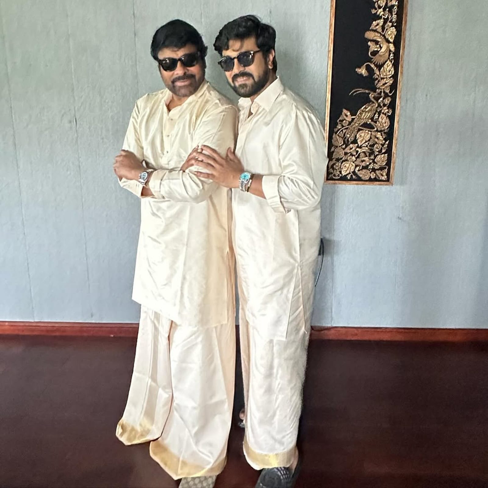 Ram Charan with Chiranjeevi