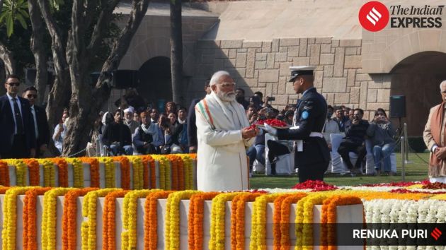 Leaders gathered at Raj Ghat to honour Mahatma Gandhi’s legacy and his role in India’s freedom movement