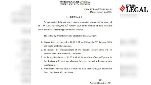 The circular states that the silence will be observed at 11 am and the commencement of the silence will be marked by a siren.