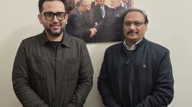 Sahibee Anand with Kuldeep Singh Shekhawat, President, OFBJP UK. (Express photo)