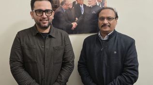 Sahibee Anand with Kuldeep Singh Shekhawat, President, OFBJP UK. (Express photo)