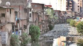 A nullah in Dharavi which joins the Mithi river. (Express photo:Amit Chakravarty)