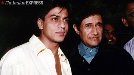 Shah Rukh Khan with Dev Anand