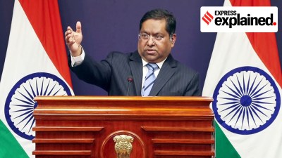 Shaksgam: MEA spokesperson Randhir Jaiswal addresses a press conference, in New Delhi on Friday.