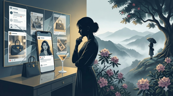 Our guide through this beautifully appointed purgatory is Nayantara, freshly divorced from her filmmaker husband Jay. (This is an AI generated image) 