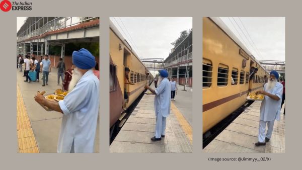 Sikh man serving free food at Barnala railway station