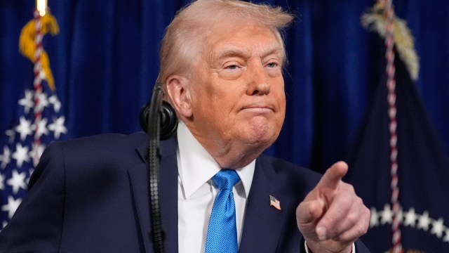 US President Donald Trump addresses the media hours after US captured Nicolas Maduro.