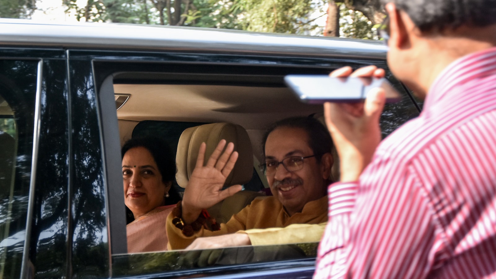 Uddhav Thackeray with his wife Rashmi (ANI)