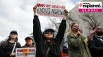 Demonstrators outside the UN Plaza rally against the U.S. bombing of Venezuela and seizure of President Nicolás Maduro in San Francisco on Saturday.